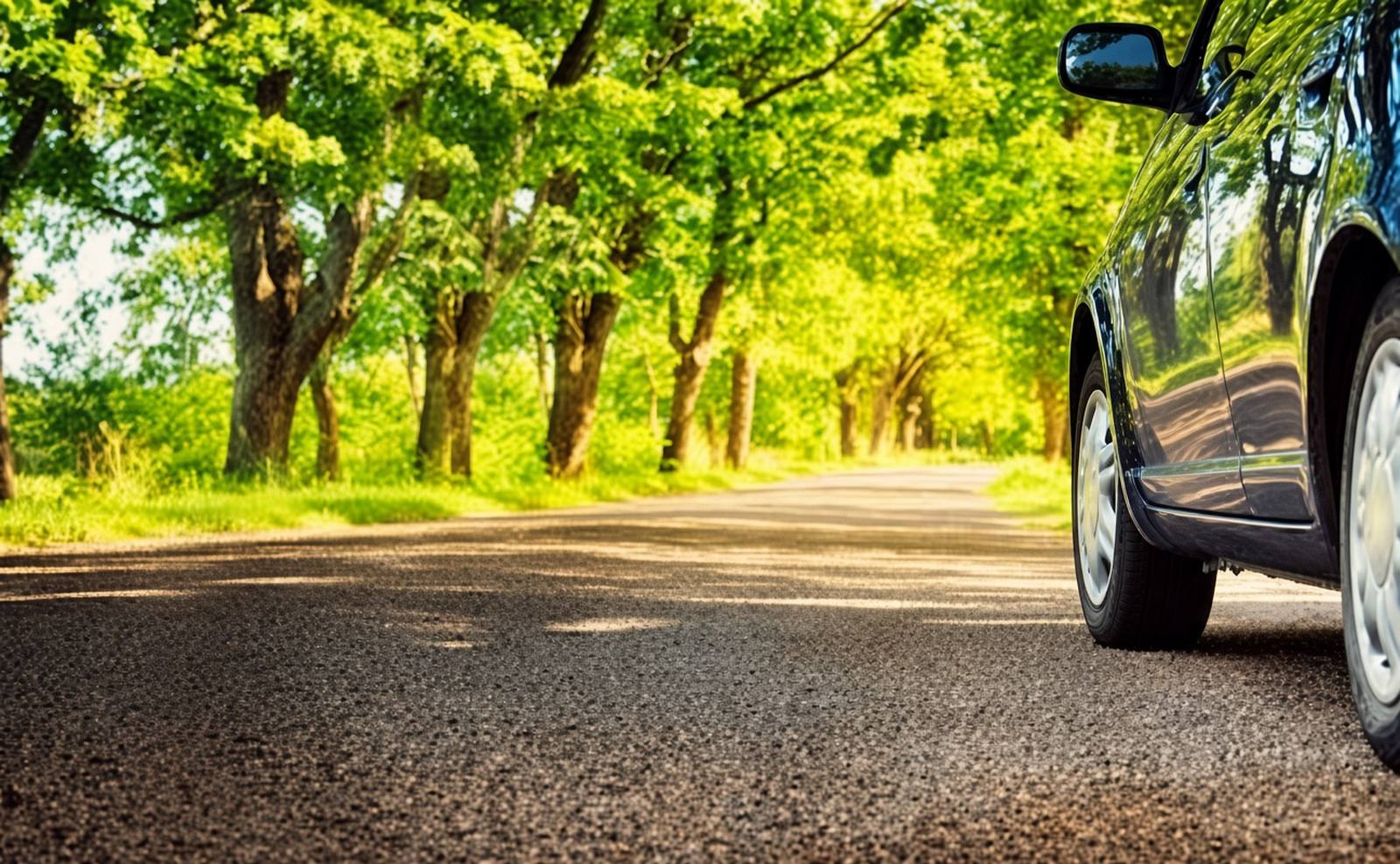 Carretera de Cuba con auto de renta al atardecer — Renta Car ESA